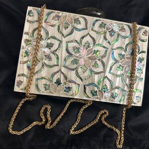 Mother of pearls women bag as clutch or cross body piece of art👌